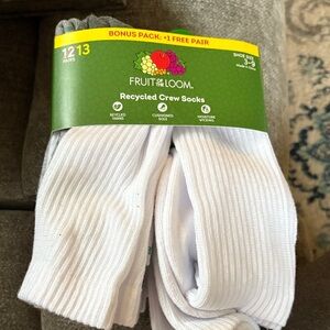 Fruit of the Loom Recycled White Crew Socks - 13 Pairs